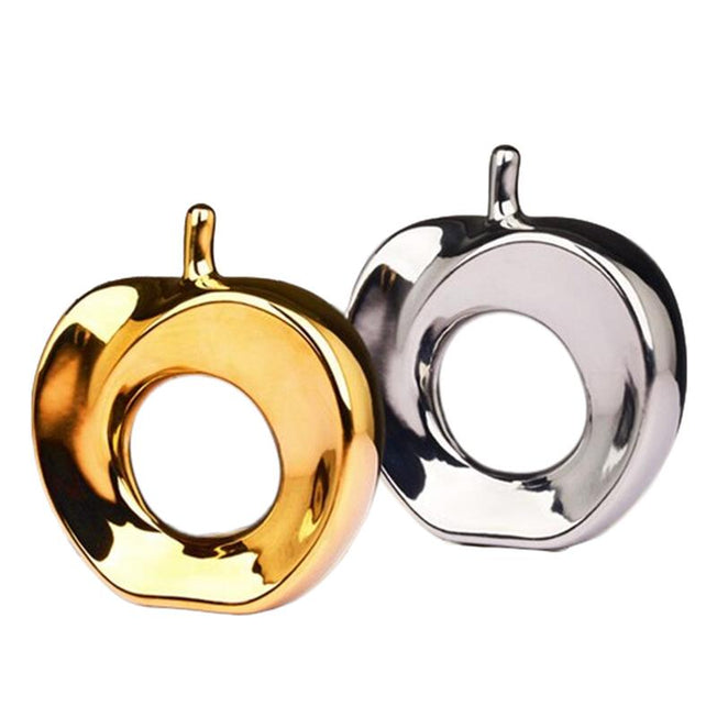 Outstanding Ceramic Gold and Silver Hollow Apple Ornaments | Modern Home Decorations