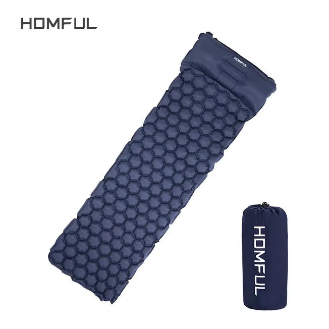 Discover the Hitorhike/Homful Inflatable Sleeping Pad, a moisture-proof camping mat complete with a pillow
