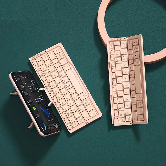New Hot Selling Mini Folding Bluetooth Wireless Keyboard: for Tablet, Phone. Aluminum Alloy Portable Foldable Design - Convenience in Your Pocket!