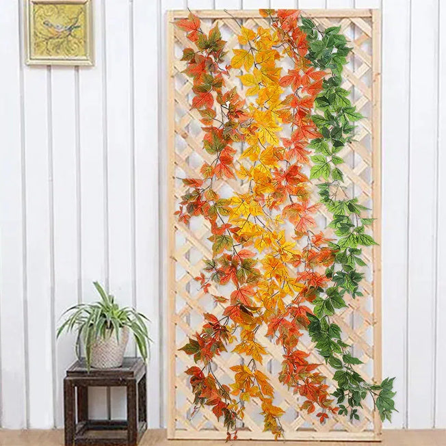 Enhance your wedding or home decor with these lifelike artificial plastic plants. The 180cm garland features ivy and maple leaf designs, creating a beautiful and natural look