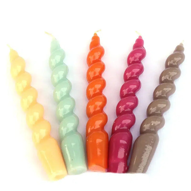 Vibrant Spiral Candles: Add a pop of color to your celebrations with these candy-colored spiral candles