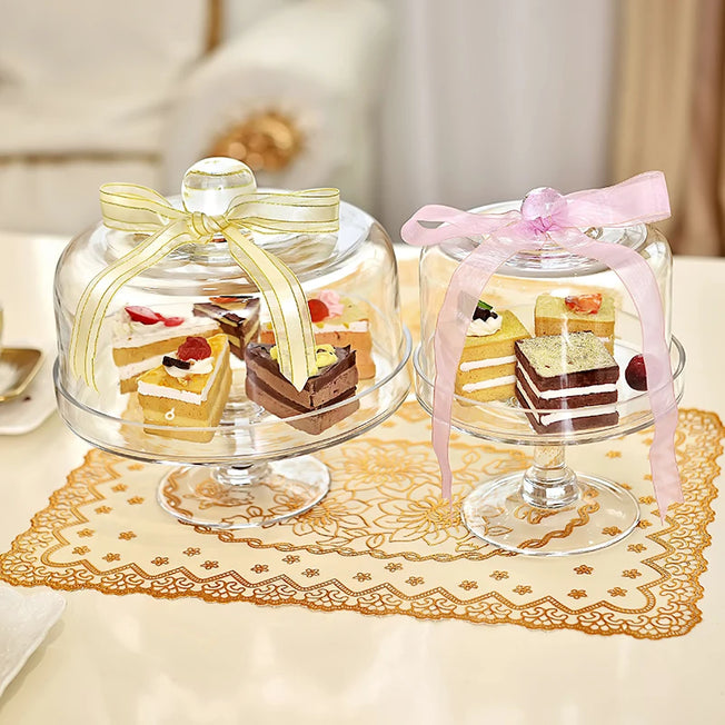 Transparent Glass Cake Pan with Cover: Elegant Dessert Display Stand for Wedding Parties and Cake Decorating