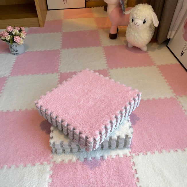 Plush Baby Play Mat: Soft EVA Foam Interlocking Tiles for Children - Kids' Floor Carpet Rug Pad