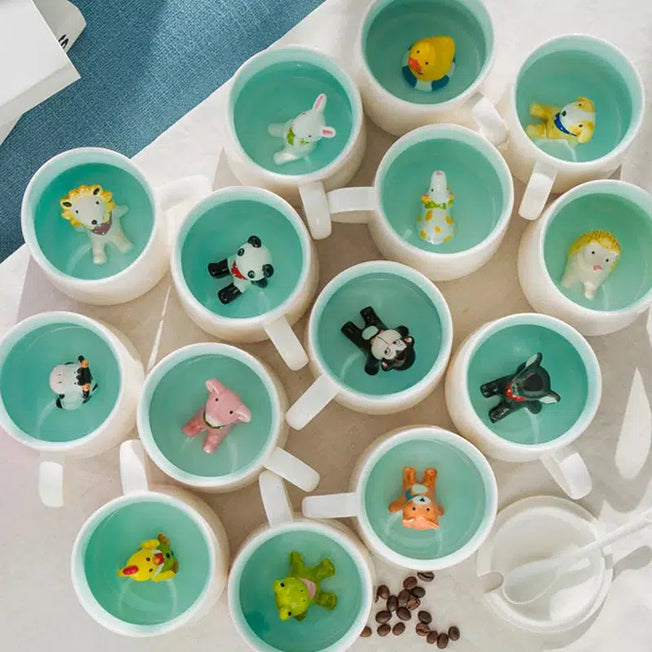 Whimsical Sips: 350ml Creative 3D Animal Ceramic Mug - Coffee Cup with Cow Panda Variety - Handmade, Cute, and Three-dimensional Animal Design