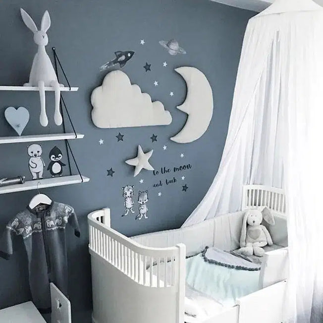 Moon Star Wall Decor Set: Elevate your child's room with this INS Nordic Style set featuring cotton cloud ornaments. Ideal for wall decorations or photography props