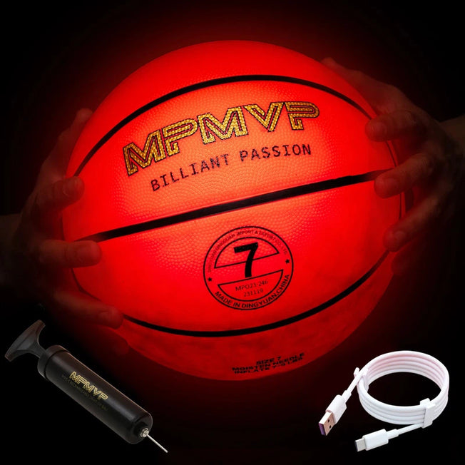Rechargeable Light Up Basketball - Size 7 - Glow in The Dark - Ideal for Athletes, Kids, and Basketball Enthusiasts