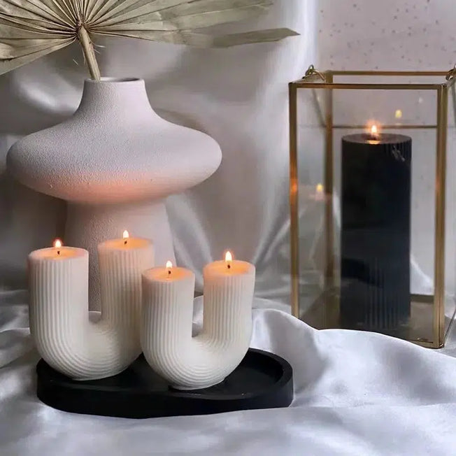 Geometric Elegance: Elevate your space with our wholesale U-shaped geometric scented candles