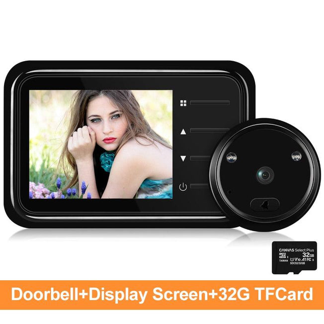 Smart Home Outdoor Security Doorbell Camera | Video Peephole with LCD Display & Infrared Night Vision
