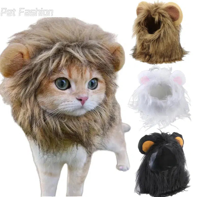 Introducing our adorable Lion Mane Cat Wig Hat, perfect for small dogs and cats! This cute accessory adds a touch of fun to your pet's look, transforming them into a majestic lion