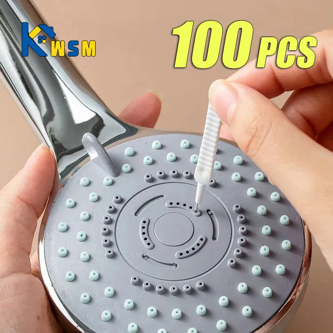 10-100PCS Shower Scrubbing Brush Set: Microfiber Nylon Brushes for Nozzles, Anti-clog Cleaning Tools, Bathroom Accessories