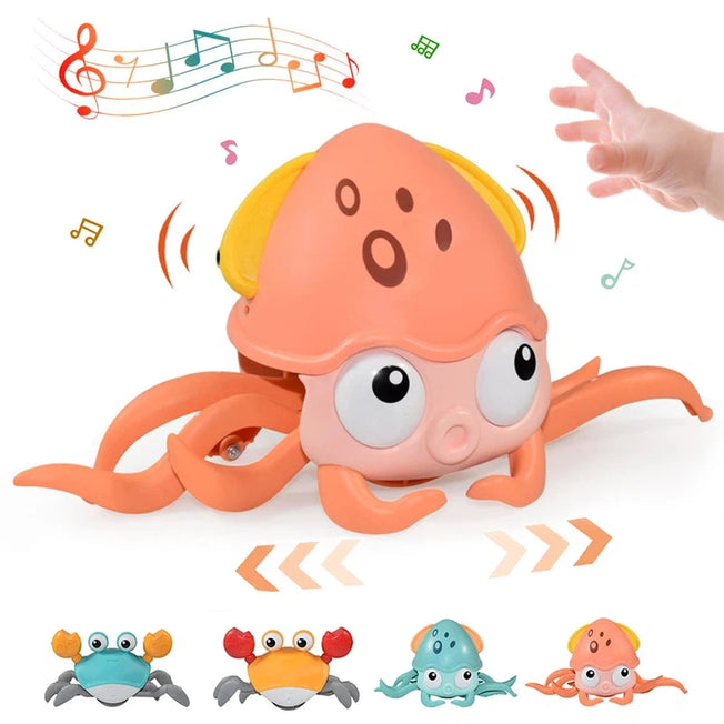 Interactive Escape Octopus and Crab Crawling Toy for Kids: Electronic Pets with Music, Educational Christmas Gift for Toddlers