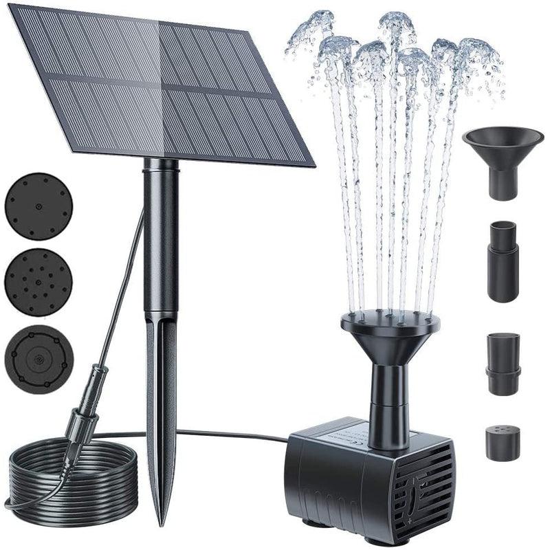 Solar Powered Water Fountain with Pump & Spray Heads | Garden Water Sprinkler for Pool, Pond and Outdoor Decor