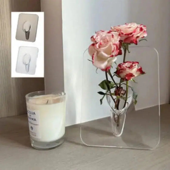 Creative Fusion: Photo Frame Vase for Desktop Flower Arrangement - A Mini Bouquet Vase with a Transparent Design for Artistic Display.