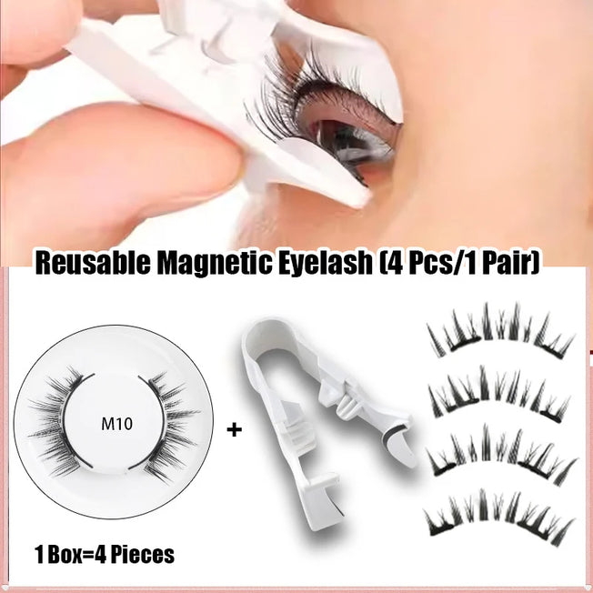 Long Thick 3D Magnetic Eyelashes Set: Reusable Magnetic False Eyelashes with Eyeliner and Tweezer for Natural Look