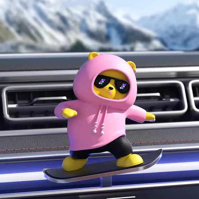 Add a playful touch to your car interior with this Cute Bear Skateboard Slide Auto Ornament