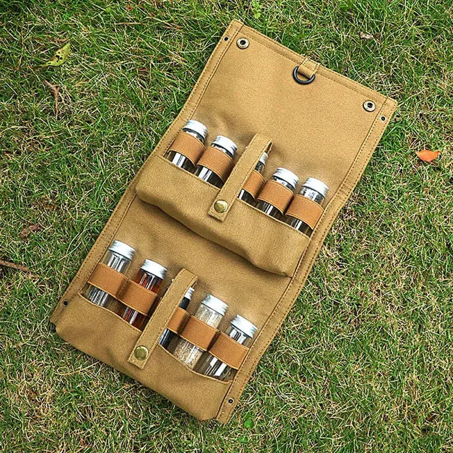 Kosibate Outdoor Camping Portable Picnic Barbecue Seasoning Spice Bottle Storage Bag (Bag Only)