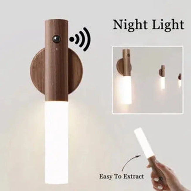 LED Wood USB Night Light: Magnetic Wall Lamp for Kitchen Cabinet, Closet, Staircase, Bedroom. Versatile Bedside and Table Lighting Solution