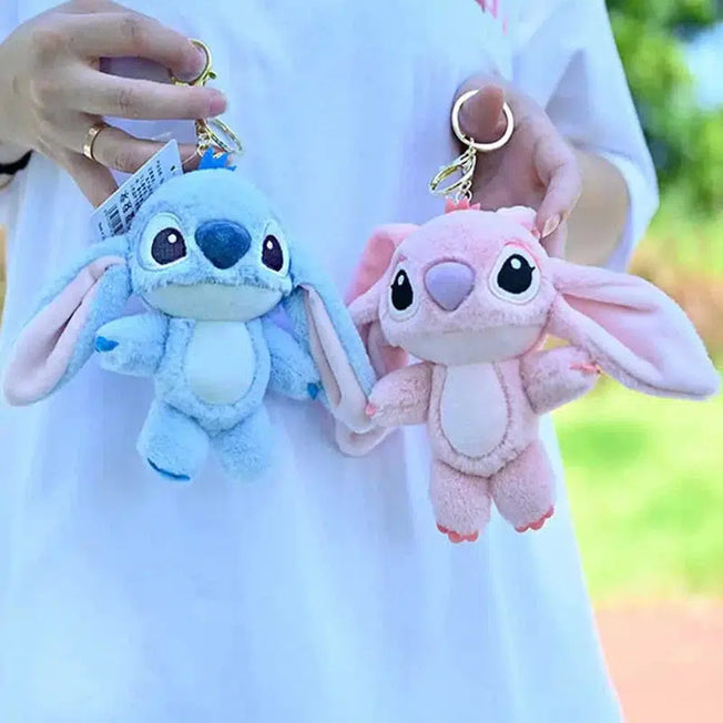 16CM Disney Kawaii Stitch Plush Keychain Toy: Lovely Lilo & Stitch Doll, Angel Plushies, Cute Stuffed Movie Anime Bag Pendant Gift