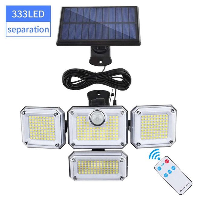 Waterproof Solar Powered Outdoor Light | Motion Sensor 2000LM 333 LED Security Street Lamp | Spotlights for Garden, Pool, Garage