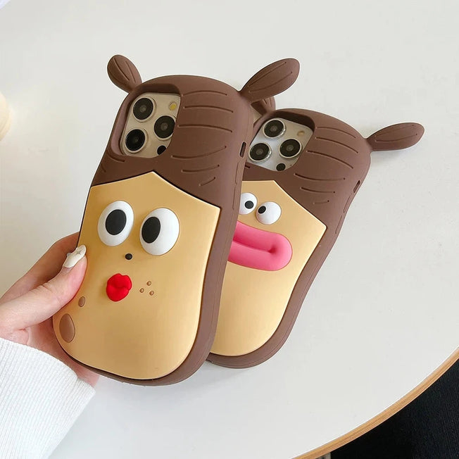 Super Cute 3D Cartoon Girl iPhone Case: Funny Silicone Cover for iPhone 12, 13, 14, 15 Pro Max - Adorable Sausage Mouth Design