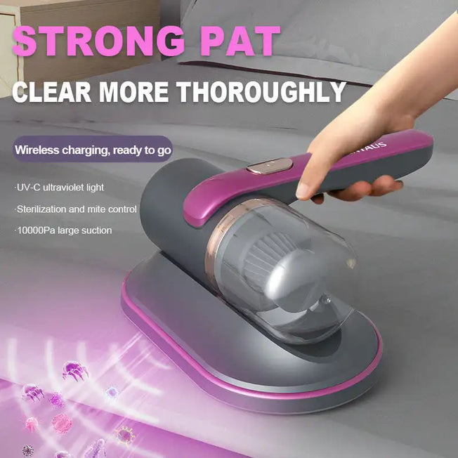 Portable Handheld Vacuum Cleaner with UV Light for Wireless Dust Removal - Ideal for Cleaning Mattresses, Sofas, and More