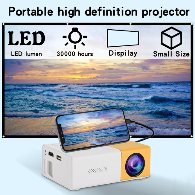 Portable Mini Projector: Enjoy High-Definition Television with USB and SD Memory Support. Perfect for Outdoor Movie Nights!