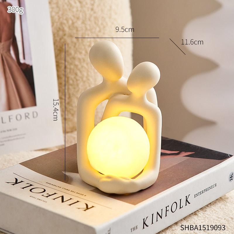 Contemporary Couple Table Light | Bedroom Decor Enhancements | Aesthetic Room Embellishment | Thoughtful Present
