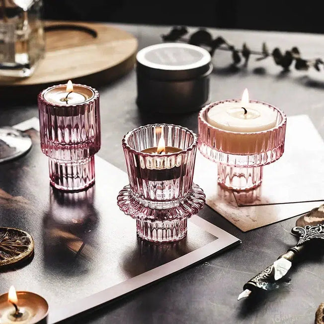 European Taper Candle Holders: Add elegance to your table with these Nordic mini glass candlesticks, perfect for holding small tealight candles as part of your home decoration