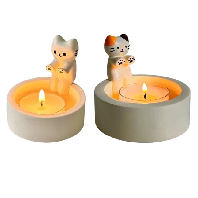 Resin Cat Candle Holder: Adorable Kitten-Shaped Aromatherapy Candlestick Ideal Gift for Cat Enthusiasts