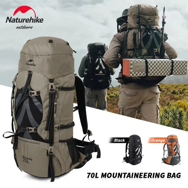 Naturehike Professional Outdoor Hiking Travel Backpack: Spacious 70L Capacity for Mountaineering and Camping, with Support System