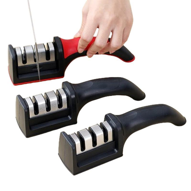 Handheld Knife Sharpener | Multi-function 3 Stages | Quick Sharpening Tool with Non-slip Base | Kitchen Knives Accessories Gadget