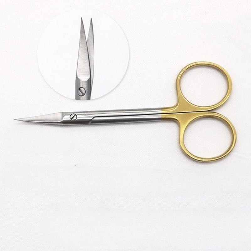 Stainless Steel Scissors with Gold Handle - Opthalmic Microscissors - Additional Use for Beauty and Care - 3.74in / 9.5cm Surgical Steel