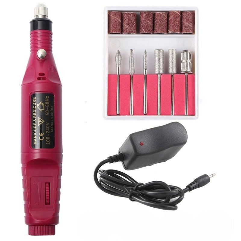 Professional Rechargeable Electric Nail Drill Machine Set for Polish Nails | Manicure & Pedicure Tools (White, Red)