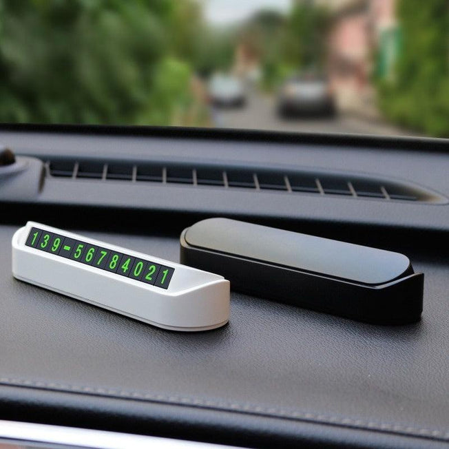Temporary Car Parking Card Phone Number Card Plate Telephone Number Car Park Stop in Car-Styling Automobile Accessories, White Black