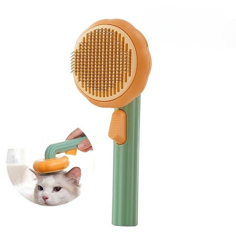 Pumpkin Self-Cleaning Slicker Brush for Dogs & Cats | Effective Pet Grooming and Cleaning Tool | Dog and Cat Accessories