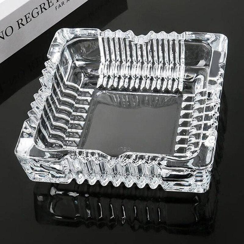 2-Pack Large Glass Ashtray | Clear Crystal Ashtrays for Cigarettes & Cigars | Perfect for Indoor & Outdoor Use