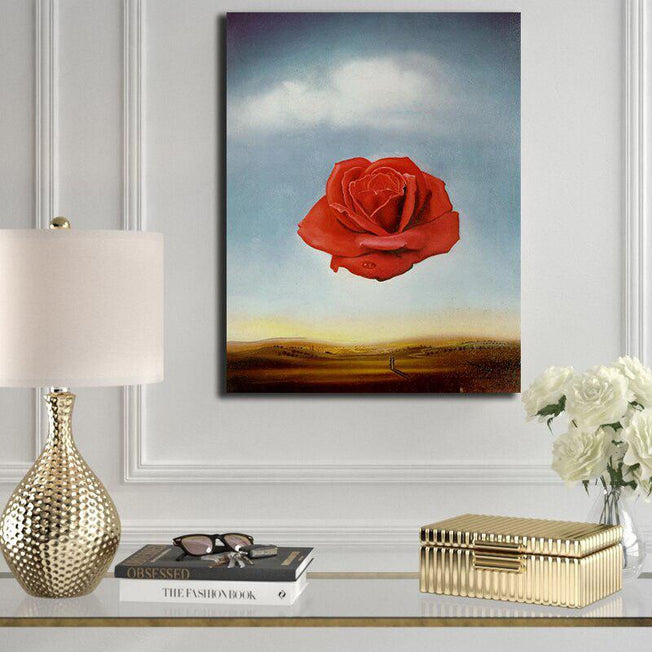Salvador Dali Meditative Rose Flower Poster Painting | Wall Art Posters and Prints Cuadros Pictures | Home Decor for Living Room