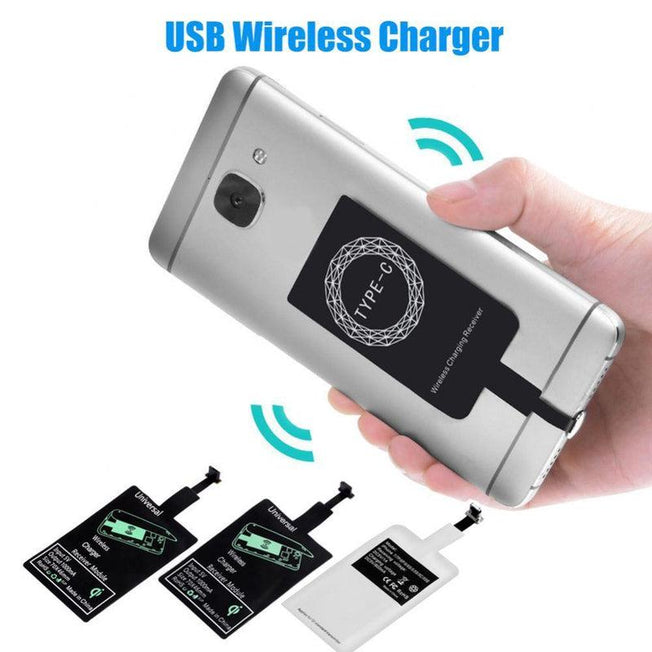 Lightweight Qi Wireless Charging Receiver - Universal Micro USB/Type C Fast Charger Adapter for Samsung, Huawei, Xiaomi | Convenient & Efficient Wireless Charging Solution