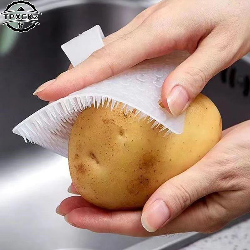 Kitchen Cleaning Tool - Silicone Dish Scrubber Crevice Brush | Household Fruit and Vegetable Clean Brush | Cleaning Accessories