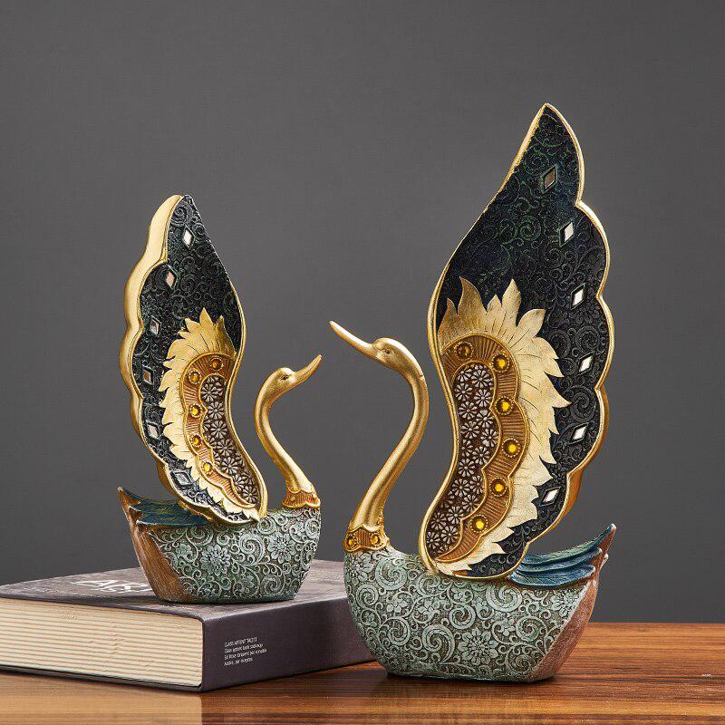 Elegant Swan Couple Statue | Home Decoration, Wedding Gift, Desk Art Figurine