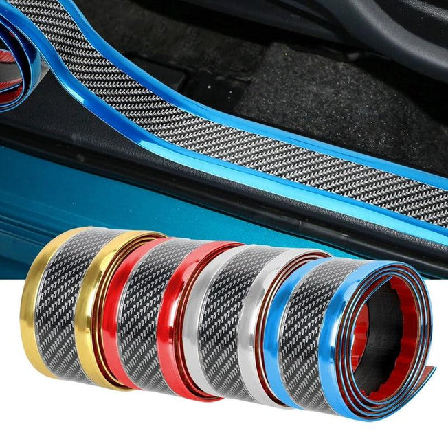 Carbon Fiber Anti-Scratch Door Sill Protector | Rubber Strip Car Threshold Bumper Film Tape | Vibrant Colors | Car Accessories