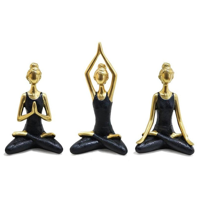 Harmonious Yoga Statues Set | Resin Meditation Lady Figurines for Mindful Home or Office Decor