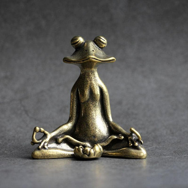 Vintage Brass Meditation Zen Buddhist Frog Statue - Copper Animal Sculpture and Incense Burner
