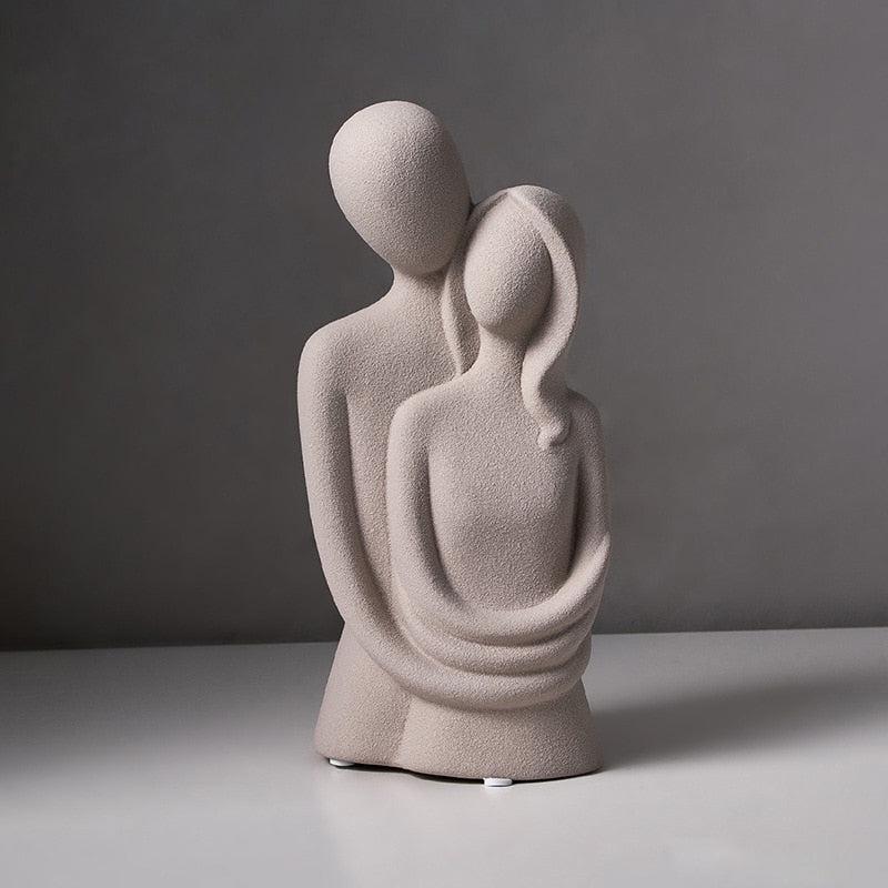 Abstract Couple Statues | Nordic Modern Ceramic Hugging Figure | Home Decoration Sculptures | Living Room and Office Desk Decor Gift