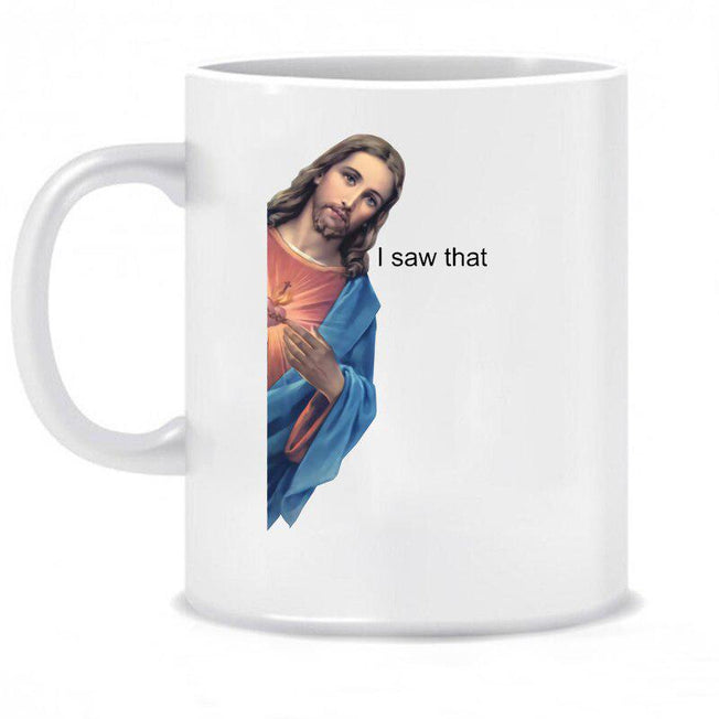 Jesus Meme Quote 'I Saw That' Funny Coffee Mug | Humorous and Personality | Filled Cup for Coffee Lovers