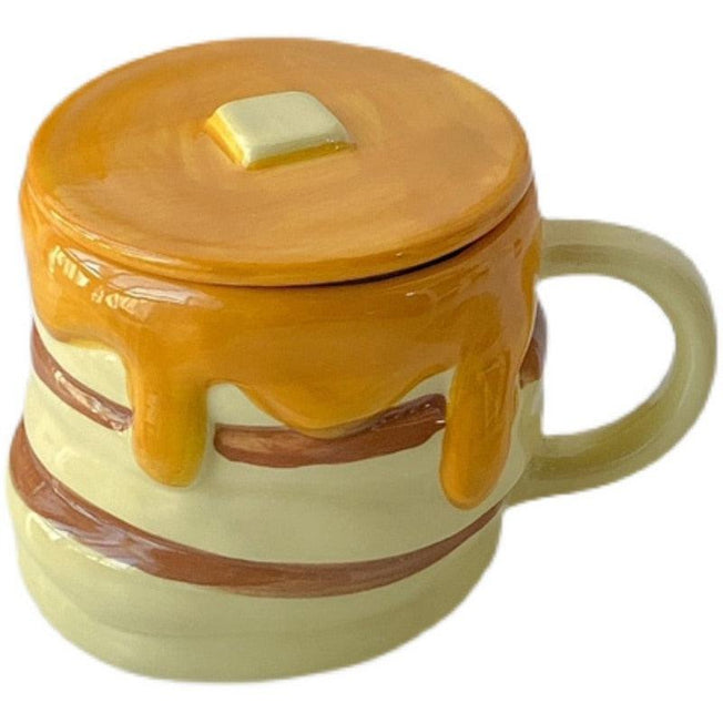Cute Honey Muffin Shape Ceramic Mug With Lid | Creative Gift Choice