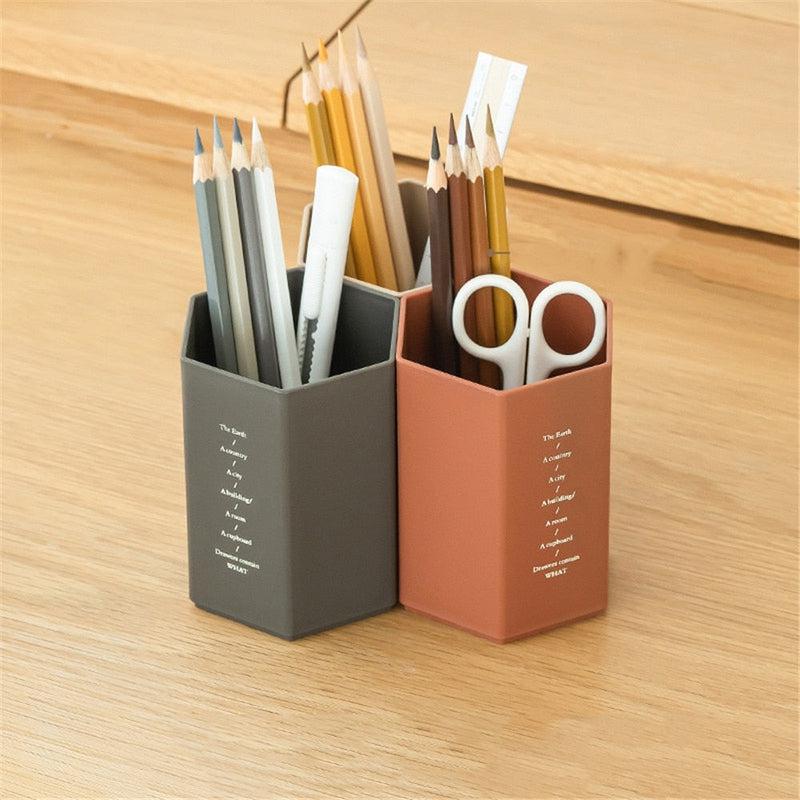 Creative Hexagonal Pen Holder | Large Capacity Pencil Pot & Brush Storage Container | Plastic Desk Organizer