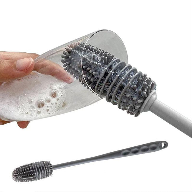 Silicone Milk Bottle Brush Cup Scrubber | Long Handle Glass Cleaner | Kitchen Cleaning Tool | Drink Bottle Glass Cup Cleaning Brush