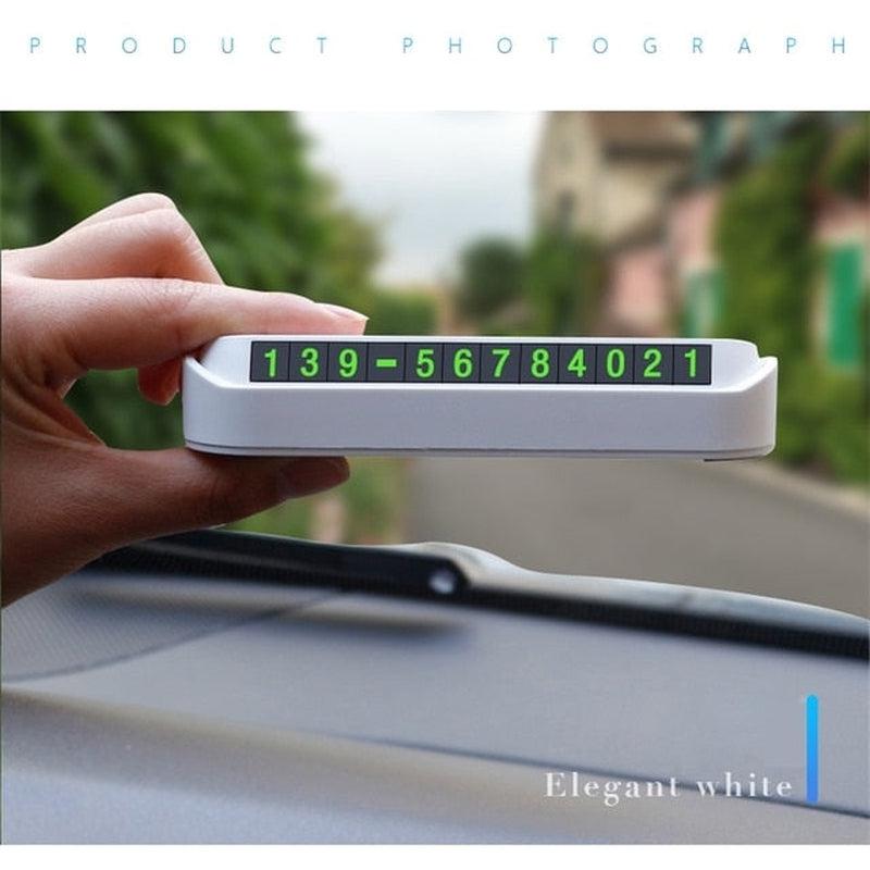 Temporary Car Parking Card Phone Number Card Plate Telephone Number Car Park Stop in Car-Styling Automobile Accessories, White Black