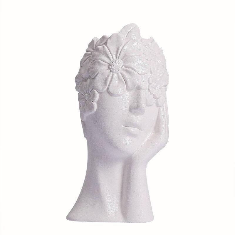 Delightful Ceramic Floral Female Statues & Vases for Interior Decor | Modern Art Figurines